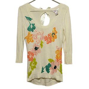 Candies Pullover Sweater Womens S Cream Art to Wear Balletcore Y2K Romantic